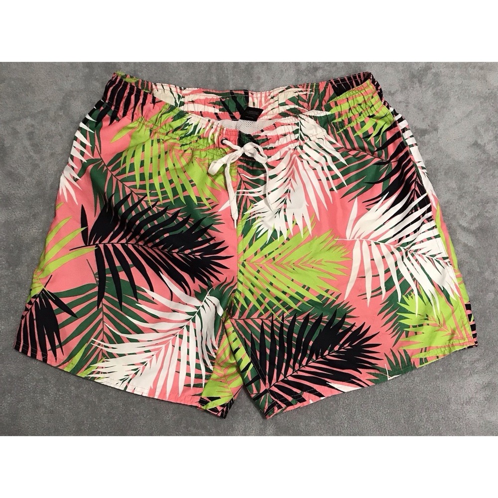 City Streets Board Shorts Mens Extra Large Palm Leaves Surf Swim Beach Trunks XL